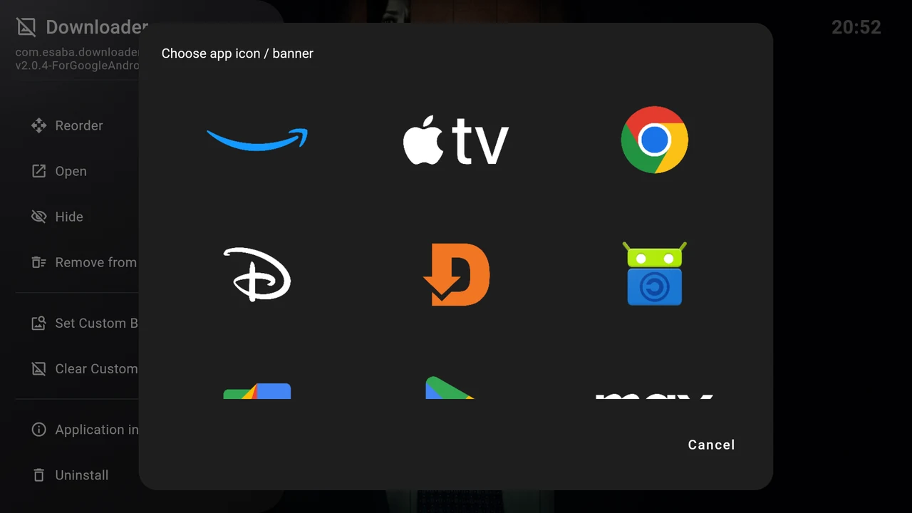 The bundled app artwork picker, a three-column image grid